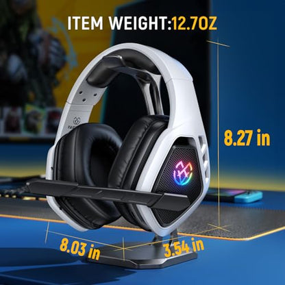 Tatybo Wireless Gaming Headset with Mic, 7.1 Sound 50mm Driver, White Black | 3-mode 2.4G/BT 5.3/USB-C; 30H battery; low latency for PS5/PS4/PC/Switch/Laptop - color: White Black