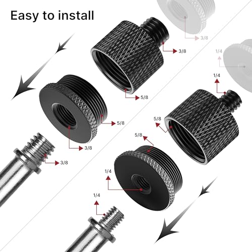 Mic Stand Adapter Set 8 pieces Metal Microphone Stand Screw Thread Adapter 5/8 Female to 3/8 Male 3/8 Female to 5/8 Male 5/8 Female to 1/4 Male 1/4 Female to 5/8 Male Tripod Adapter - color: 7 ADAPTER
