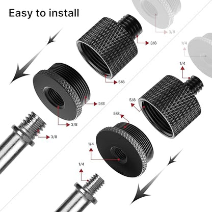 Mic Stand Adapter Set 8 pieces Metal Microphone Stand Screw Thread Adapter 5/8 Female to 3/8 Male 3/8 Female to 5/8 Male 5/8 Female to 1/4 Male 1/4 Female to 5/8 Male Tripod Adapter - color: 7 ADAPTER