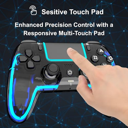 VioraTech Wireless Controller for PS5 with Hall Effect Joysticks, RGB Lighting, Turbo & Macro Functions, Linear Triggers, 6-Axis Sensor, Dual Vibration, Touchpad, Speaker & 3.5mm Audio Jack – Compatible with PS5/Pro/Slim/Mac/Steam Deck/PC