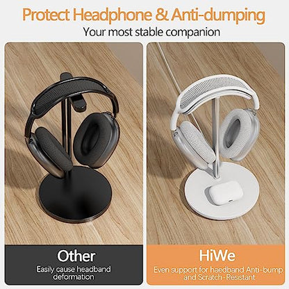 Headphone Stand with Wireless Charger, Gaming Headset Holder Hanger Rack 2 in 1 Wireless Charging Station Dock for iPhone 15/14/13/12/11 Series, AirPods Pro/3/2 and Desk All Headphones, White - color: White