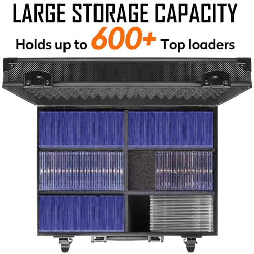 Top Loader Case, Trading Card Storage Box with Key Lock for Sports Cards, Trading Cards, Hard Case Holds 600+ Top Loaders or 130+ 35pt One Touch - size: Large