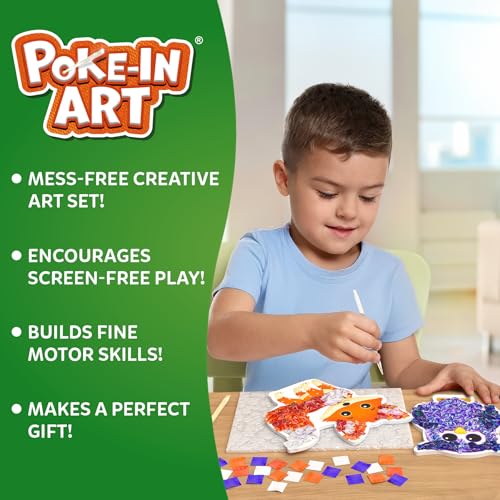 Skillmatics Poke-in Art – Animals, Mess-Free DIY Wood Craft Kit for Kids | Creative Fine Motor Activity, Pretend Play & Room Decor, Gift for Girls & Boys Ages 4, 5, 6, 7, 8, 9 - style: 4. Animals