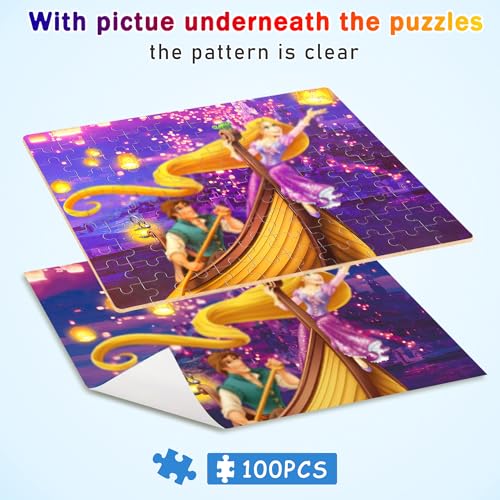 Puzzles for Kids Ages 4-8,Kids Puzzle in a Metal Box,Long Hairs Princess Small Puzzles,Children Boys Girls Learning Educational Puzzle Packed in Tin Box,100 Pieces - color: Long Hairs100