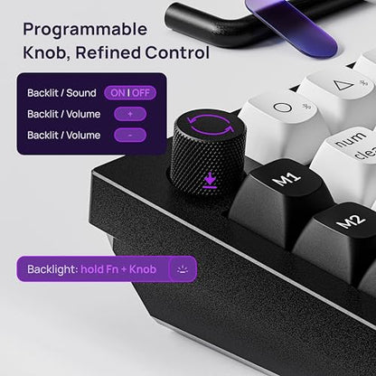 Keychron Q0 HE Wireless Magnetic Switch Number Pad, Hall Effect Numpad with Rapid Trigger, 2.4 GHz/Bluetooth/Wired Aluminum QMK Programmable Knob Hot-Swappable RGB Gaming for Mac Windows Linux-Black - color: Black