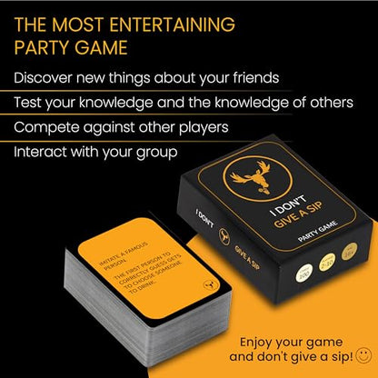 I DON'T GIVE A SIP... Fun Drinking Game for Adults | Hilarious Drinking Cards that Will Get You Drunk or Make You Do Funny Things | Adult Party Games for Game Nights and Epic Bachelor Parties