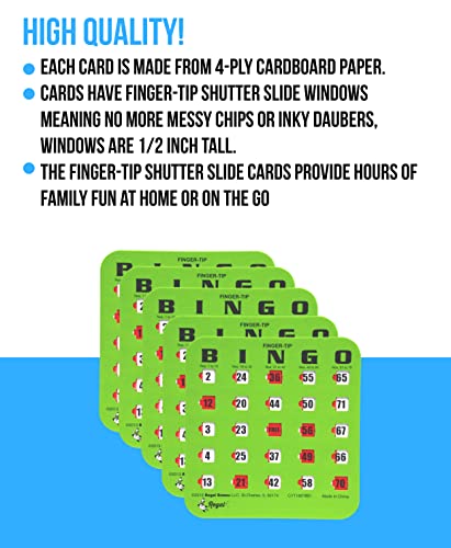 Regal Bingo Bulk Bingo Cards with Sliding Windows - Reusable Large Print Bingo Game Cards for Adults Large Group - 100 Pack, Green - color: Green, size: 100 Cards
