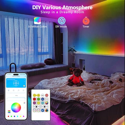 dalattin Smart RGB COB LED IC Strip Lights, 576 LEDs/m Addressable High Density Flexible with Remote & App Control, 16.4ft LED Lights for Living Room, Bedroom, Kitchen Lighting - size: 16.4FT