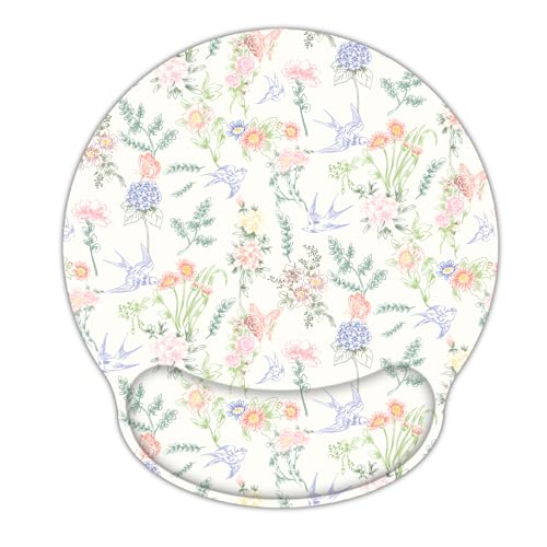 Ergonomic Mouse Pad with Wrist Support,Non-Slip Rubber Base for Computer Laptop & Mac,Lightweight Rest for Home,Office & Travel (Flowers Swallows) - color: Flowers Swallows