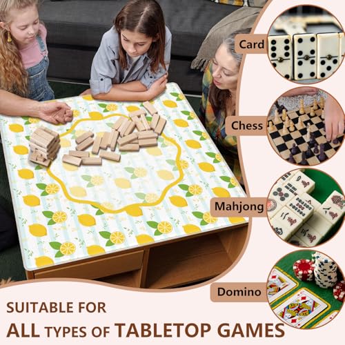 Yellow Lemon Mahjong Mat 31.5"x31.5", Summer Citrus Lemon Stripes Non-Slip Noise Reduction Gaming Mat for American Mahjong Poker Card Board Games Dominoes - color: Citrus Lemon