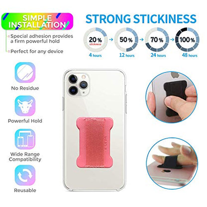 Universal Phone Grip for Smartphones - Phone Holder for Hand for Back of Phone - Wireless Charging Compatible (Black Pink) - 2Pack - color: Black Pink