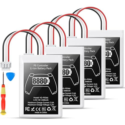 Kosker PS5 Controller Battery Replacement Kit Compatible with PlayStation 5 Original Controller, 8880mWh High Capacity PS5 Controller Battery with Extra Repair Tools Kit for Extended Gaming, 4 Packs - style: PS5 Style-4P