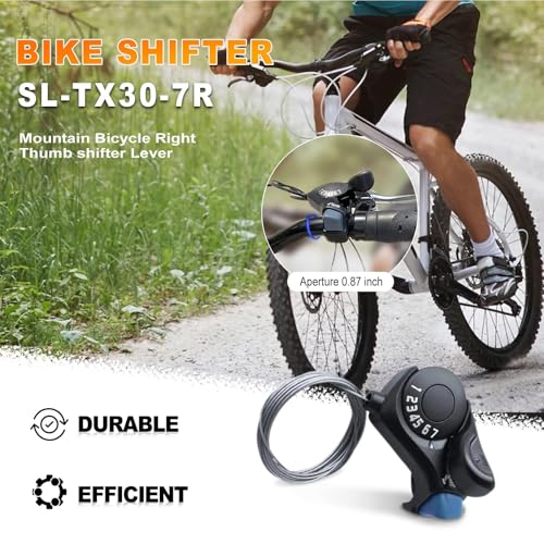 Bike Shifter SL-TX30-7R, 7 Speed Bike Right Thumb Shift Lever for Mountain City Road Folding Bicycle | Bike shifter. Durable, ergonomic design. Compatible with mountain, road, folding bikes. Easy install. - size: SL-TX30-7R