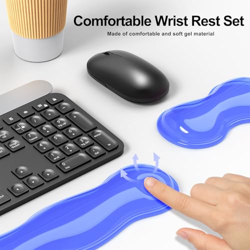 MOKURU Gel Keyboard and Mouse Wrist Rest Set, Comfort Ergonomic Wrist Support, for Wrist Pain Relief, Computer Keyboard Wrist Rest (Blue) - color: Blue