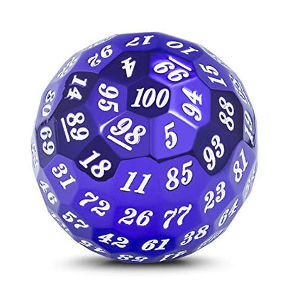 DNDND Purple 100 Sided Metal Dice, Single D100 Polyhedral Dice with Metal Case and Velvet Pouch(Purple with White Number) - color: Purple With White Number