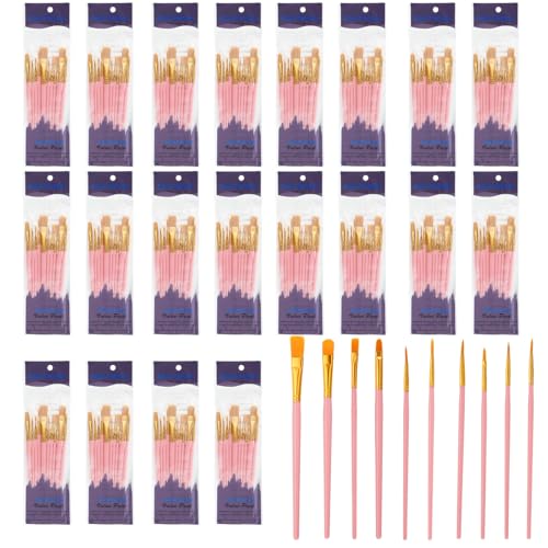 PATIKIL Paint Brushes Set, 200Pcs Acrylic Paint Brush Nylon Hair for Watercolor Oil Painting Miniature Detailing Rock Painting, Red - color: Red