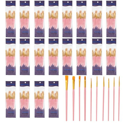 PATIKIL Paint Brushes Set, 200Pcs Acrylic Paint Brush Nylon Hair for Watercolor Oil Painting Miniature Detailing Rock Painting, Red - color: Red