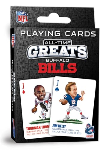 MasterPieces Buffalo Bills Playing Cards - Official NFL Licensed 54 Card Deck, Standard Poker Size Cards, Custom Team Artwork, Durable Cardstock, Buffalo Bills Gifts for Men Game Night Set - style: Buffalo Bills