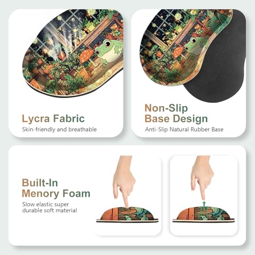 Large Gaming Mouse Pad Set, 4 in 1 Ergonomics Keyboard Desk Mat with Memory Foam Wrist Rest, Computer PC Extended Game Mousepad, Non-Slip Desk Matt Easy Typing Pain Relief I Frog & Mushroom - color: Frog & Mushroom