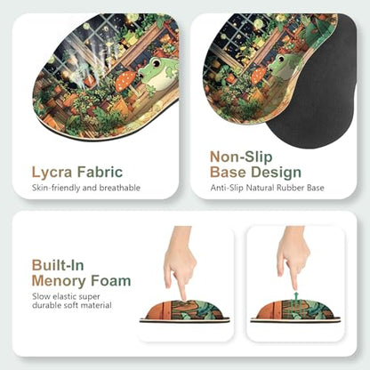 Large Gaming Mouse Pad Set, 4 in 1 Ergonomics Keyboard Desk Mat with Memory Foam Wrist Rest, Computer PC Extended Game Mousepad, Non-Slip Desk Matt Easy Typing Pain Relief I Frog & Mushroom - color: Frog & Mushroom