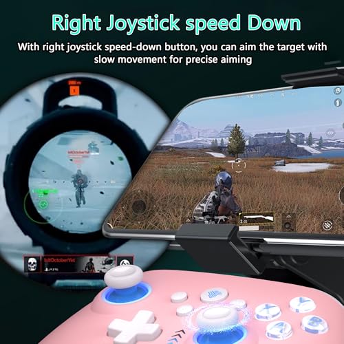 YUYIU Wireless Gaming Controller for PC, Switch, Steam Deck, Android, iOS | Bluetooth Controller with Hall Effect Joystick/RGB/1000Hz/Turbo/Macro/800mAh Battery/6-Axis Gyro/Vibration (Pink) - color: PINK