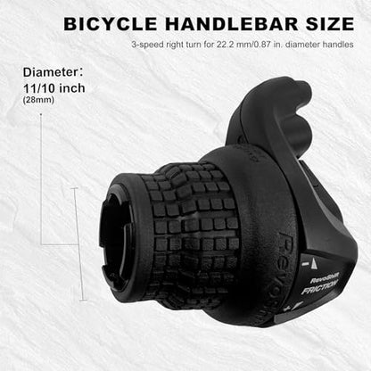 Bike Gear Shifters 3 Speed, Bicycle Revoshift Left SL-RS25-3L Shift Lever Bicycle Twist Grip Thumb Gear Shifter for MTB Folding Mountain Bike - size: RS25-3L