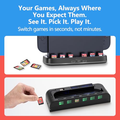 All-in-One Cooling Dock for Switch 2, RGB Stand with Smart Fan, Transparent Game Card Slots, USB Expansion & Ambient Lighting G-STORY