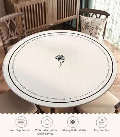 Beige Round Mahjong Mat for Poker Board Games, Thickened Velvet Gaming Mat Table Cover with Anti Slip Backing(47.24x47.24 in) - size: 47.24x47.24 in
