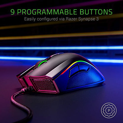 Razer Mamba Elite Wired Gaming Mouse: 16,000 DPI Optical Sensor - Chroma RGB Lighting - 9 Programmable Buttons - Mechanical Switches - style: Mamba Elite