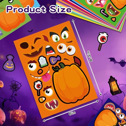 56 Sheets Halloween Pumpkin Stickers for Kids - 14 Different Pumpkin Designs - Fun Halloween Party Favors Crafts Games & Activities Supplies - style: Pumpkin