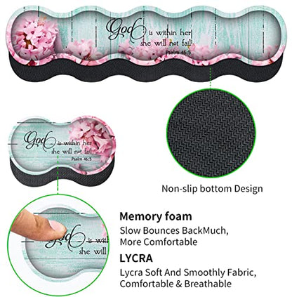 Mouse Pad Set, Large Gaming Mouse Pad + Keyboard Wrist Rest Support + Mouse Wrist Cushion + Coaster, Non-Slip Rubber Base, 31.5 x 11.8 in Extended Desk Mat for Office, Psalm 46-5 Pink Hyacinth - color: JV-mouse pad-8-4
