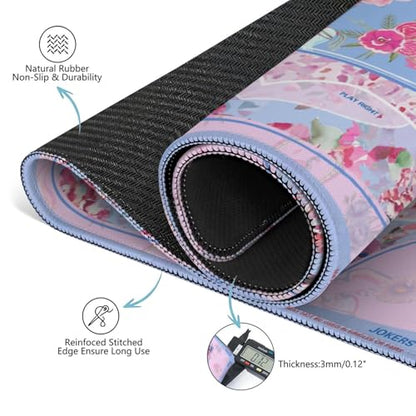Mahjong Mat for Table with Carrying Bag & 3 Dice, Elephant Pink 31.5"x31.5" Square Rubber Mahjong Table Cover, Non-Slip & Noise Reduction Gaming Mat for Mah Jongg, Poker, Dominoes & Tile Games - color: Pink Blue Purple