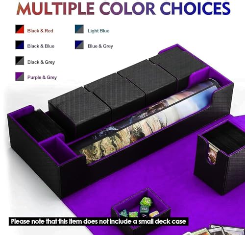 Premium Trading Card Storage Case TCG Deck Box Holds 800+ Sleeved Cards for MTG, YuGiOh, Uno, Sport with Strong Magnet Closure (Black & Purple) - color: A-Black/Purple - 800 Cards