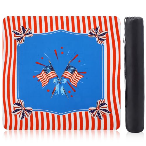 American Flag Mahjong Mat with Rules 31.5" x 31.5" Non-Slip Noise Reduction Gaming Mat with Carrying Bag American Mahjong Table Cover for Poker Board Card Games Dominoes - style: American Flag