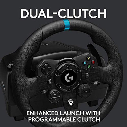 Logitech G923 Racing Wheel and Pedals for Xbox X|S, Xbox One and PC featuring TRUEFORCE up to 1000 Hz Force Feedback, Responsive Pedal, Dual Clutch Launch Control With Cleaning Kit