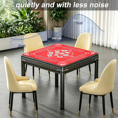Crease-Free Mahjong Mat with Rules for Table 32.4''x32.4'', Rolled Shipping, Mah Jongg Mat with Carrying Bag for American Mahjong, Poker, Board Games, Card Games & Dominoes (Bright Red) - color: Bright Red