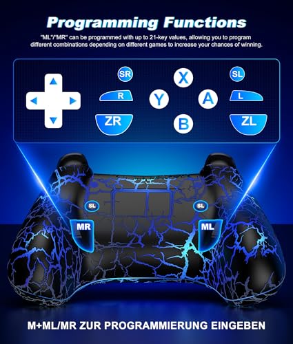 Wireless Switch Controller for Nintendo Switch 1/2/Lite/OLED–Switch Controllers Compatible with Android, IOS, Windows PC, Switch Pro Controller Features LED,Motion,Vibration,Turbo,Wake Up - color: Black Crackle