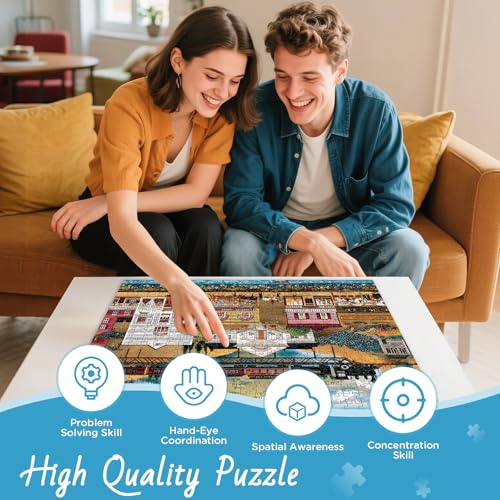 500 Pieces Puzzle for Adults, Retro Train Jigsaw Puzzles for Adult, Countryside Town Jigsaw Puzzle 500 Pieces for Adults Seniors, Challenging Game Home Decor Birthday Gift Toy 20.5 * 15 in - style: Retro