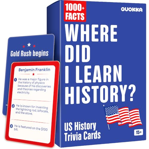 Quokka Trivia Game for Families - Fun Educational Trivia Cards | Where Did I Learn History - 250 Double-Sided History Cards, Chronology Card Game and Famous Figure Guessing for Adult Age 15+ - color: Dark Blue