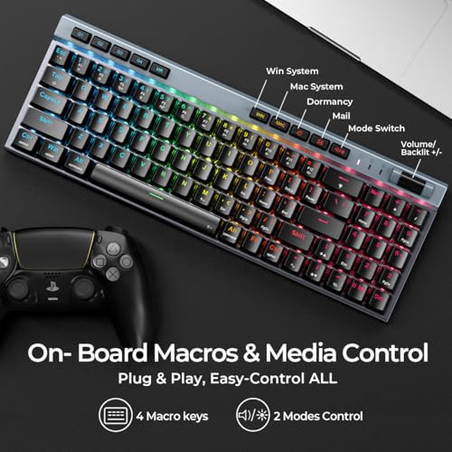 RGB Mechanical Gaming Keyboard, 78 Keys Hot-Swap Mechanical Keyboard With Magnetic Red Switches, Ergonomic Keyboard with Aluminum Cover/Media Keys/Software/Dual System Wired Keyboard for PC/Mac Gamer
