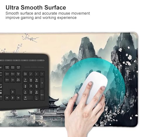 Large Mouse Pad, Desk Mat Computer Keyboard Pad Non-Slip Rubber Base Waterproof with Stitched Edges for Laptop Gaming, Office & Home 31.5 x 11.8 Inch (XL-02) - color: Xl-02