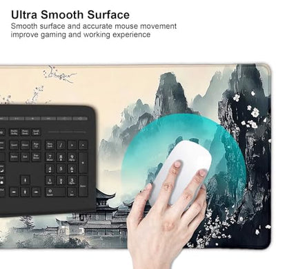 Large Mouse Pad, Desk Mat Computer Keyboard Pad Non-Slip Rubber Base Waterproof with Stitched Edges for Laptop Gaming, Office & Home 31.5 x 11.8 Inch (XL-02) - color: Xl-02