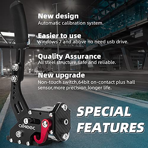 aikeec 64 Bit USB Handbrake with Clamp for PC Windows Sim Racing Games G25 G27 G29 T500 FANATECOSW Dirt Rally with Handle Grip - color: black, size: with clamp