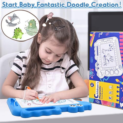 AiTuiTui Magnetic Drawing Board for Toddlers, Dinosaur Doodle Board Toddler Toys, Educational Learning Kids Toys Gifts for 2 3 4 Year Old Boys Girls, Color Sketch Writing Pad Travel Games (Blue) - color: Dinosaur Blue
