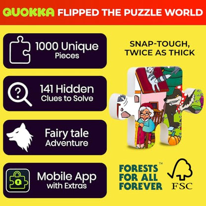QUOKKA 1000 Piece Jigsaw Puzzle for Adults Red Riding Hood – Puzzles for Adults 1000 Pieces Premium Box Packaging - Extra Fun Hidden Secrets & Audio Story – Perfect Relaxation Creativity Gift - color: Red Hood
