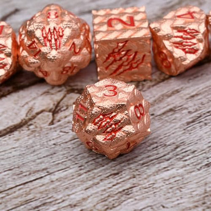 Dragon Scale Metal Dice Set-Dragon Claw,with Gift Metal Box for TTRPG Tabletop Gaming,Dungeon Masters,RPG Adventures(Rose Gold) - color: Rose Gold