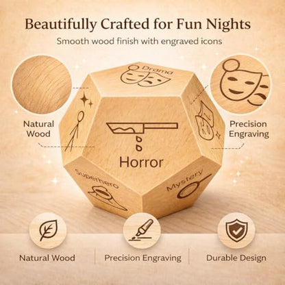 Movie Dice, 12-Sided Date Night Dice Game for Couples & Friends | Roll to pick a random movie genre for date nights; a fun gift for him, her, couples, birthdays, anniversaries & holidays. - style: Movie Genre Dice