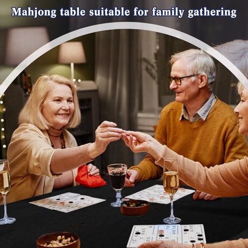 Frienda Game Table Cover Felt Game Tablecover Folding Tablecloth for Card for Playing Poker Cards Mahjong Puzzles Board Games, Table Not Included (Black,34 x 34 x 4 Inch)