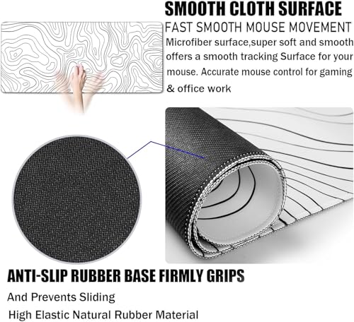 Gaming Mouse Pad, Large Mouse Pads Waterproof Extra Large Big Mouse Pad with Stitched Edge, XXXL Non-Slip Black Computer Mousepad for Gamer, Office & Home, Black Line - color: Black Lines, size: 35.4L x 15.7W inches