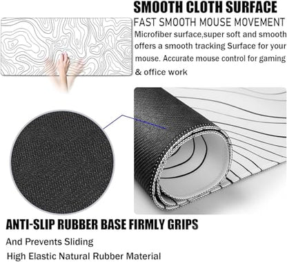 Gaming Mouse Pad, Large Mouse Pads Waterproof Extra Large Big Mouse Pad with Stitched Edge, XXXL Non-Slip Black Computer Mousepad for Gamer, Office & Home, Black Line - color: Black Lines, size: 35.4L x 15.7W inches